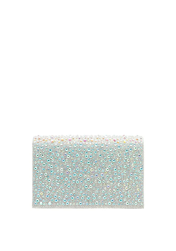 Zen Collection Gem Glitter Clutch Bag, Silver