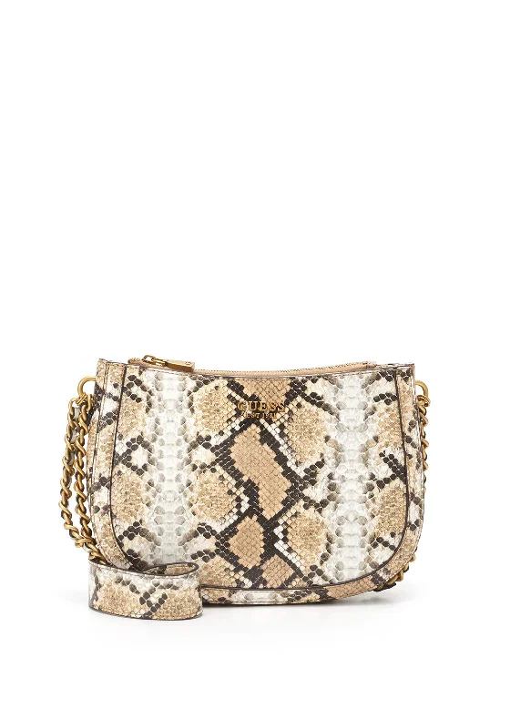 Guess Abey Python Finish Chain Side Shoulder Bag, Natural