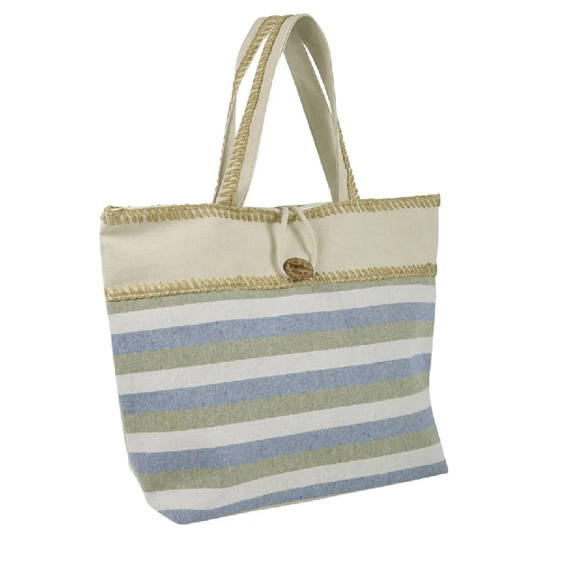 Womens Narrow Stripes Canvas Beach Shopping Shoulder Bag