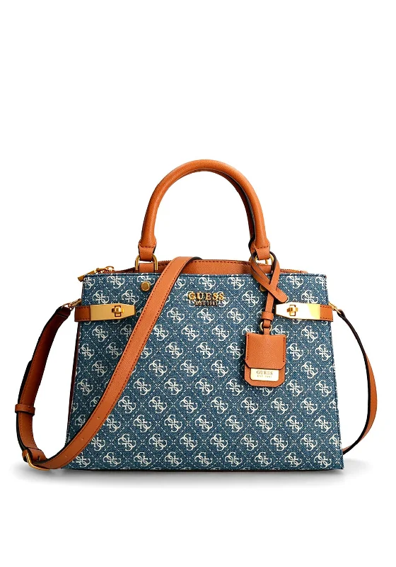 Guess Zadie Logo Denim Satchel Bag, Denim Multi