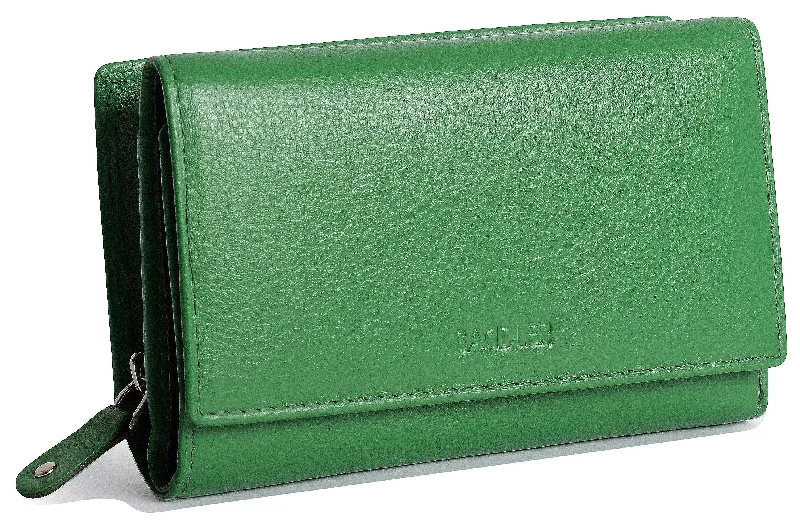 SADDLER ELEANOR Leather 14cm Trifold Purse - 10 Card slots, Deep Note Pocket, and Rear Zip Coin Purse -RFID Protected