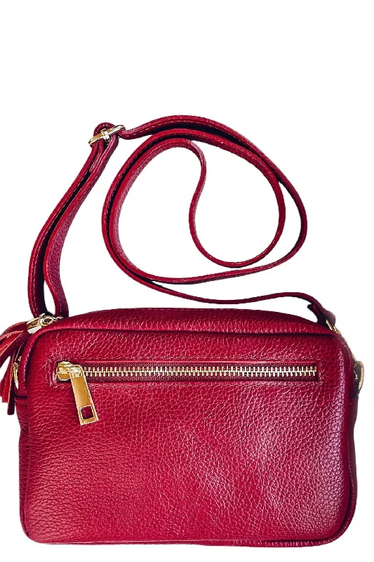 Women's Mini Italian Leather Bag In Red