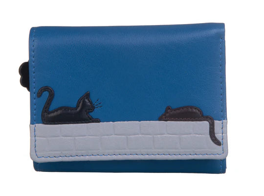 Mala 95-3625-95-Blue Cat & Mouse Tri Fold Purse