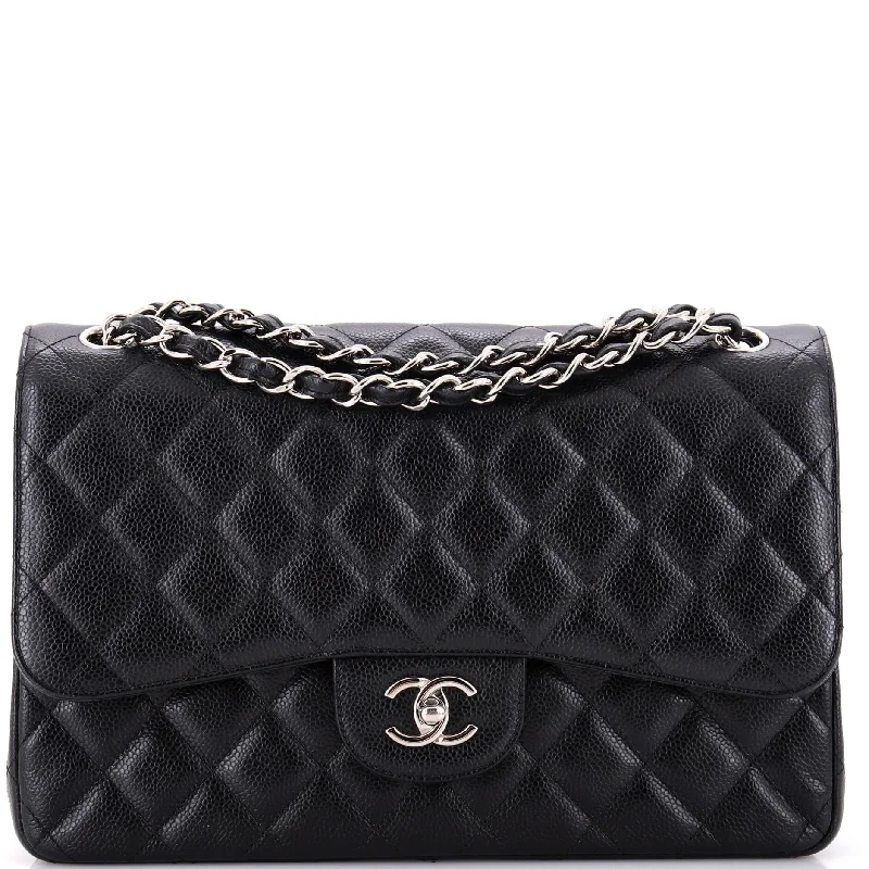 Classic Double Flap Bag Quilted Caviar Jumbo