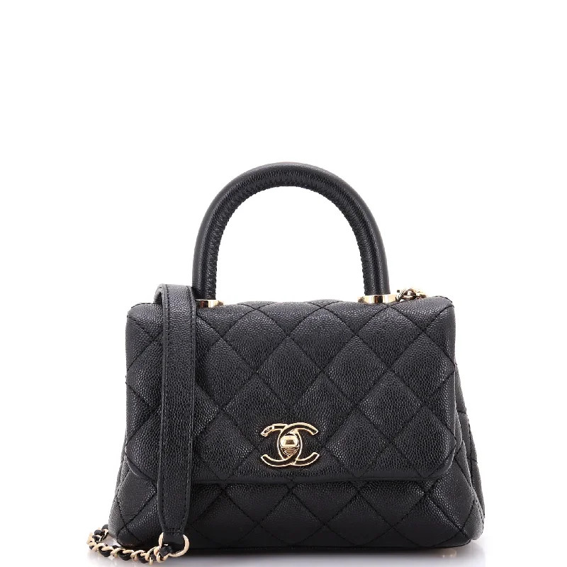 Coco Top Handle Bag Quilted Caviar Extra Mini