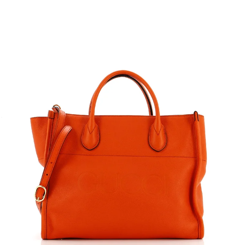 Logo Tote Embossed Leather Small