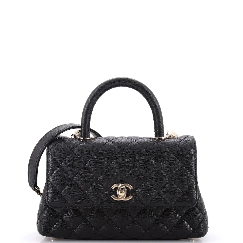 Coco Top Handle Bag Quilted Caviar Mini