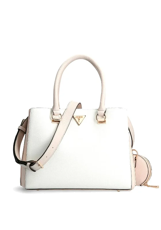 Guess Alexie Multiway Satchel Bag, White Multi