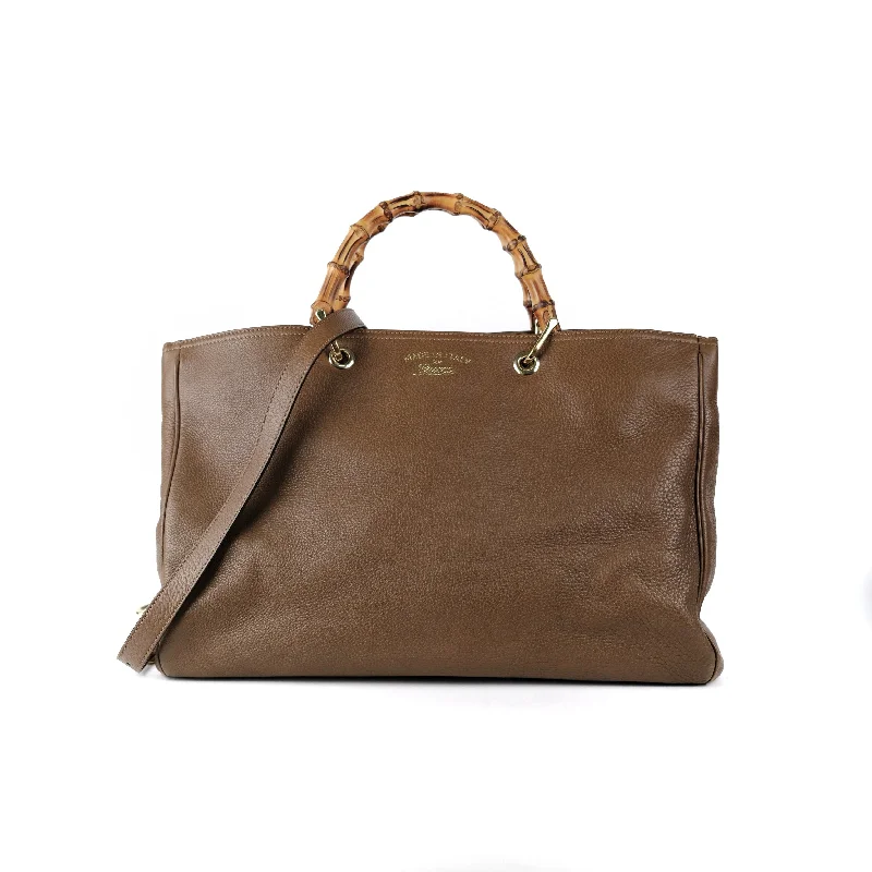 Gucci Bamboo Handle Large Tote Brown