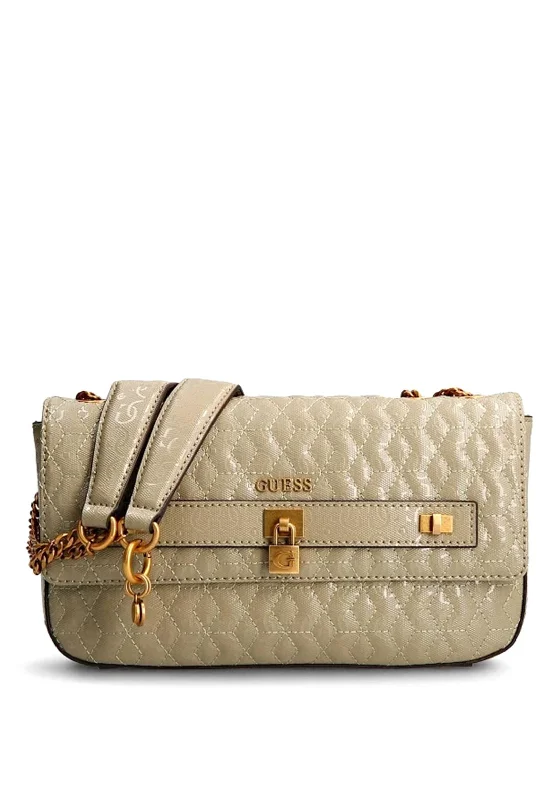 Guess Isidora Quilted Flap Over Bag, Sage