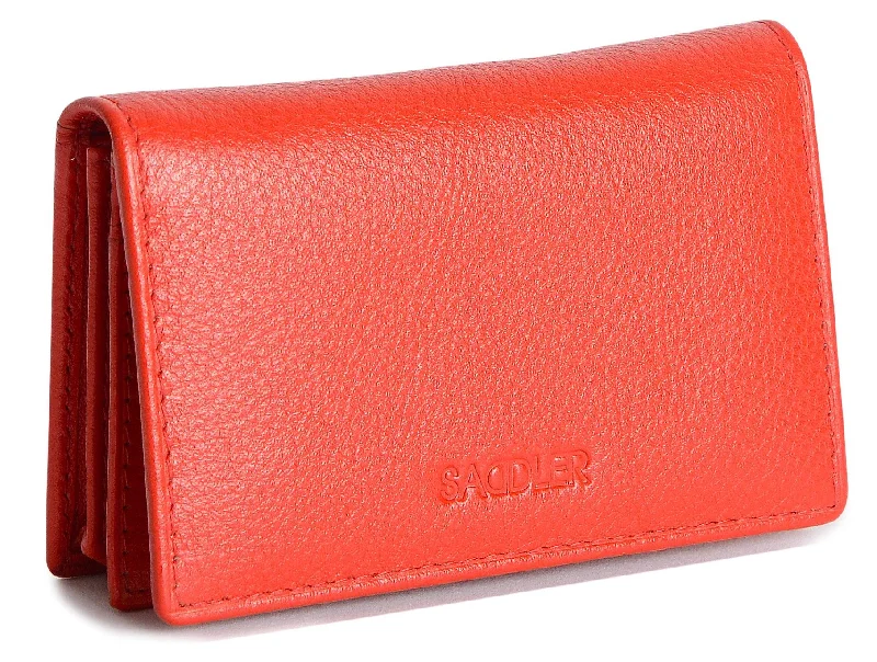 SADDLER JESSICA Leather Credit Card Holder with RFID Protection - 2 Sections and ID Window