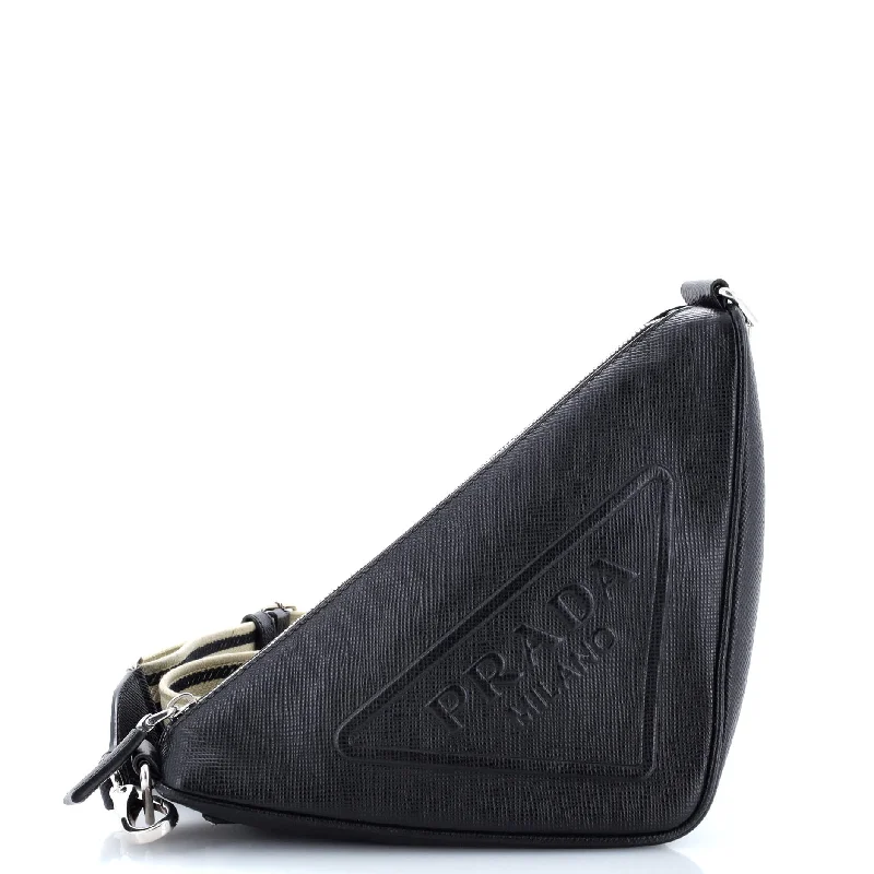 Triangle Logo Zip Crossbody Bag Leather Small