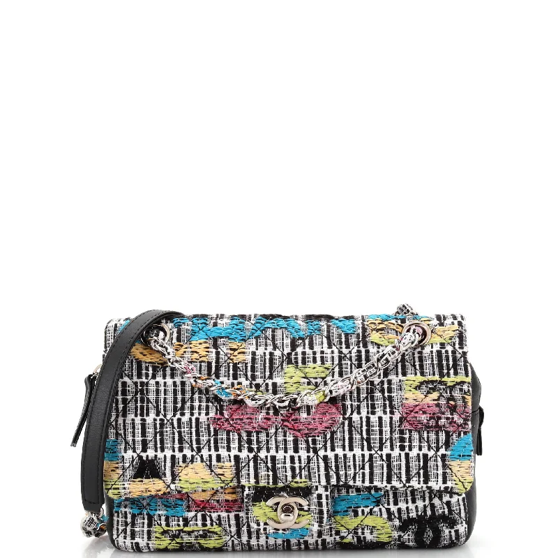 Easy Fantasy Flap Bag Quilted Multicolor Tweed Small