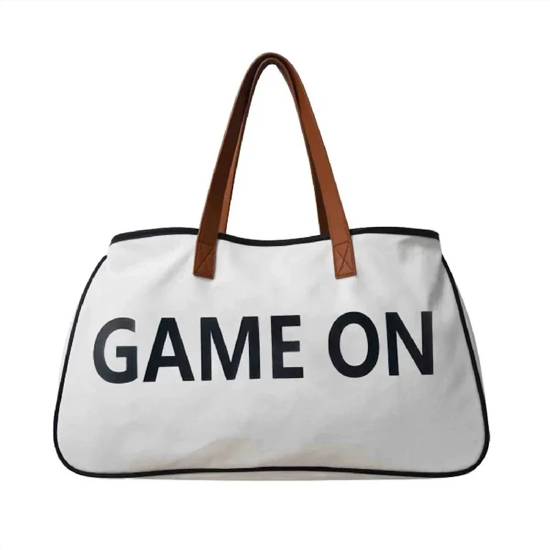 Women's Game On Tote Bag In White