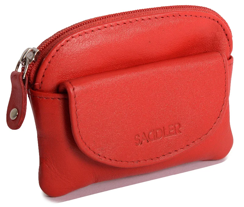 SADDLER MOLLY Leather Zip top Coin Purse - Front Pocket and Interior Key Ring - RFID Protected