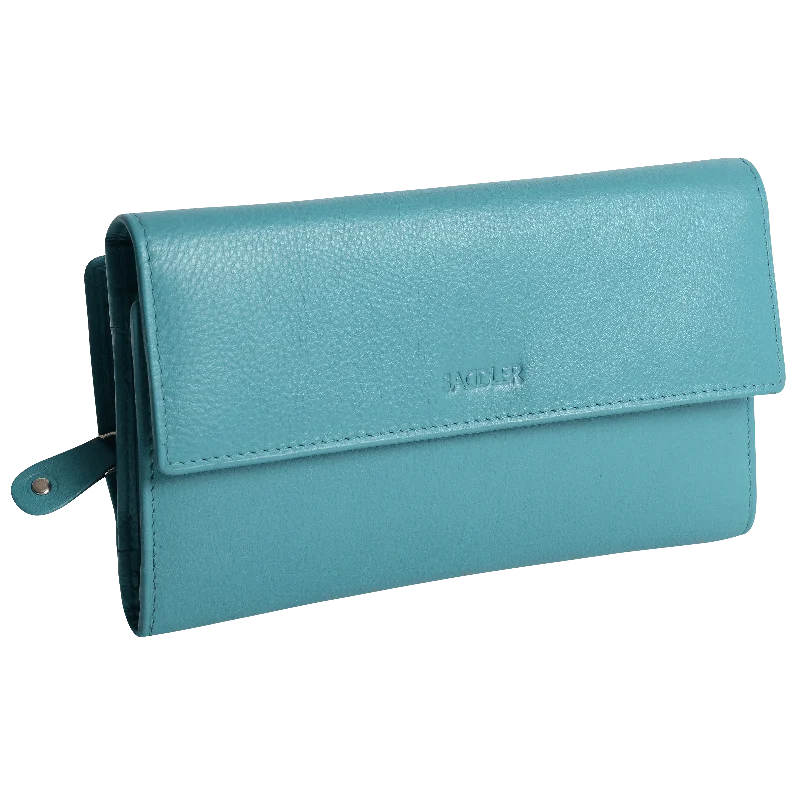 SADDLER ELLA Leather 18cm Trifold Purse - 20 Card Slots, Several Coin and Note Sections - RFID Protected