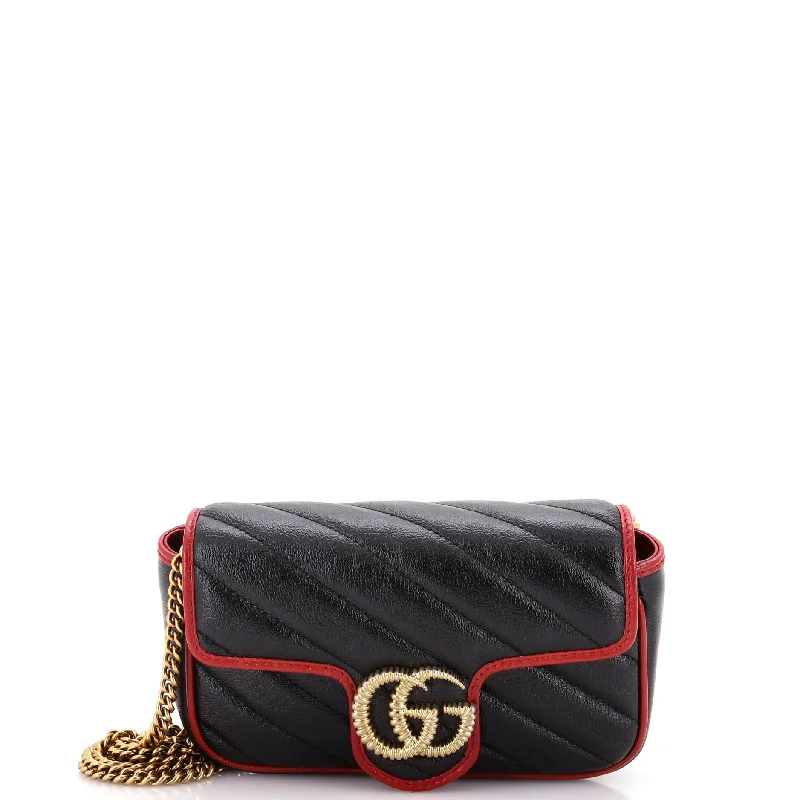 GG Marmont Flap Bag Diagonal Quilted Leather Super Mini