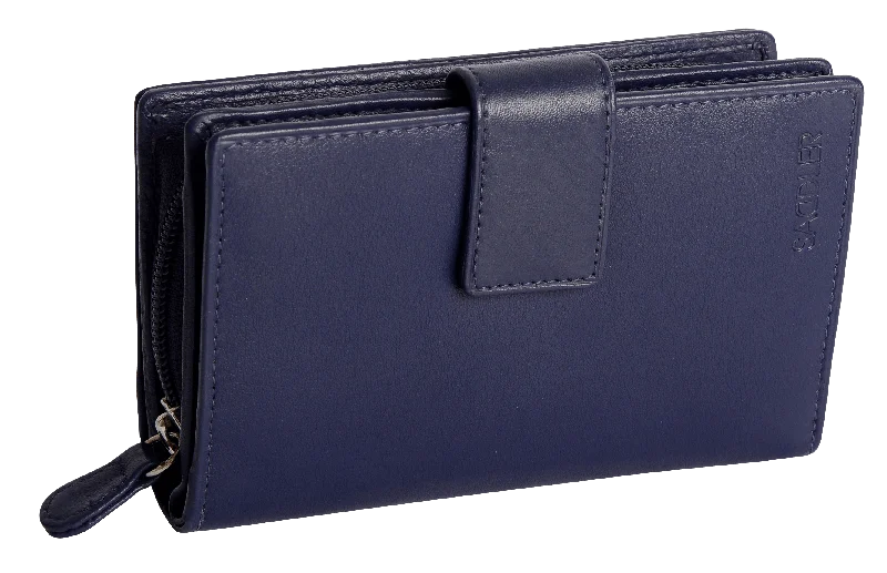 SADDLER GEORGIE Leather Double-Sided Purse - 13 Card Slots, Generous Space for Notes and Coins - RFID Protected