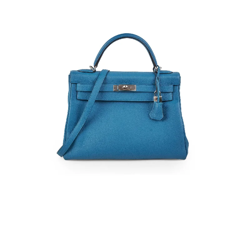 Hermes Kelly 32 Togo Blue- T Stamp