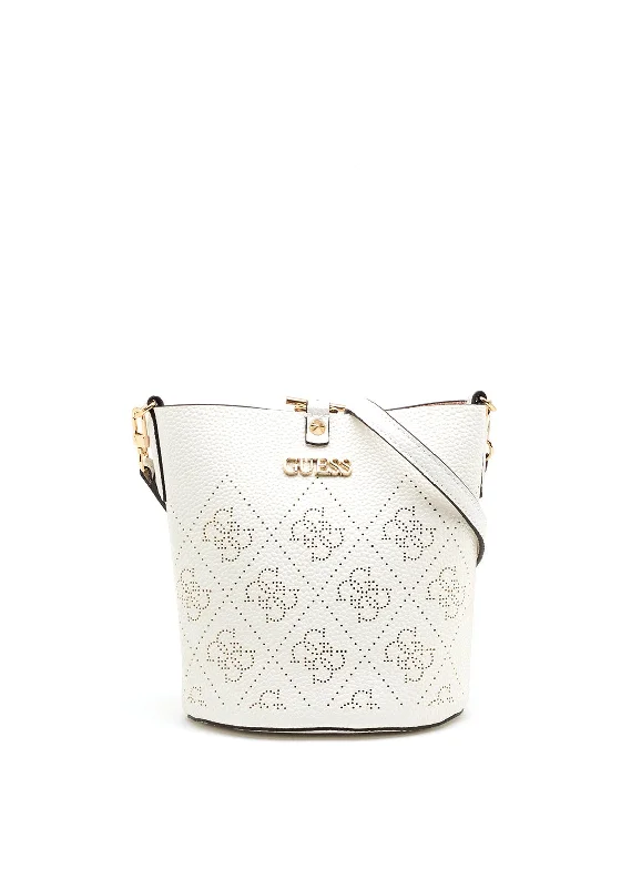 Guess Amara 4g Logo Bucket Bag, White