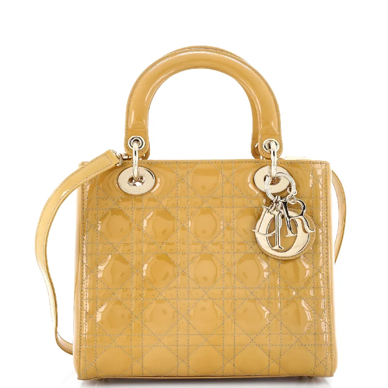 Lady Dior Bag Cannage Quilt Patent Medium