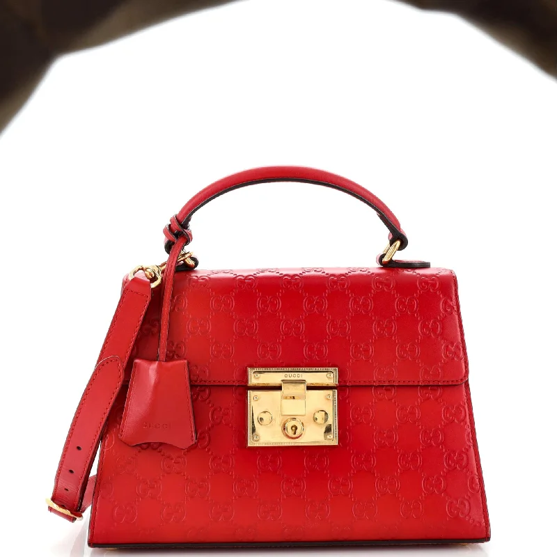 Padlock Top Handle Bag Guccissima Leather Small