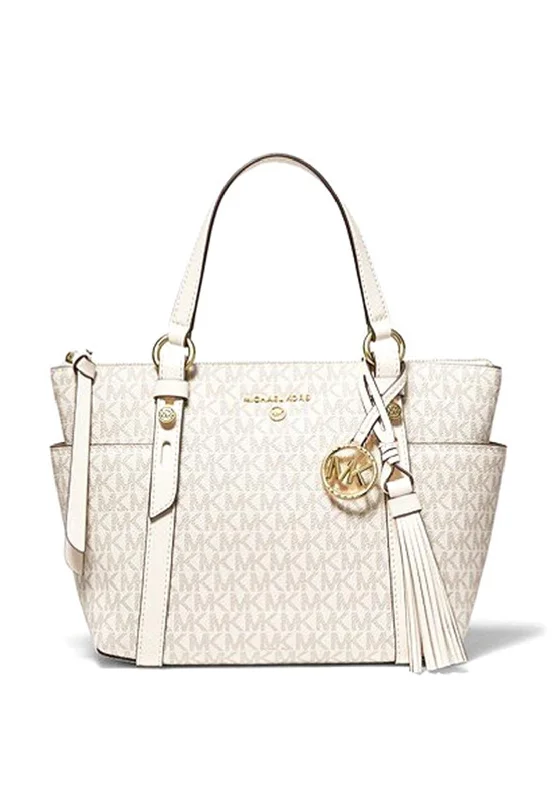 MICHAEL Michael Kors Sullivan Small Logo Top Zip Tote Bag, Vanilla & Cream