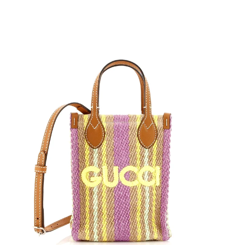 Logo Vertical Tote Jute Super Mini