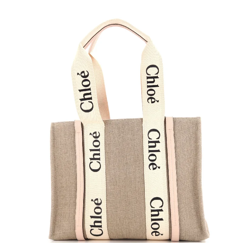 Woody Tote Canvas with Leather Medium