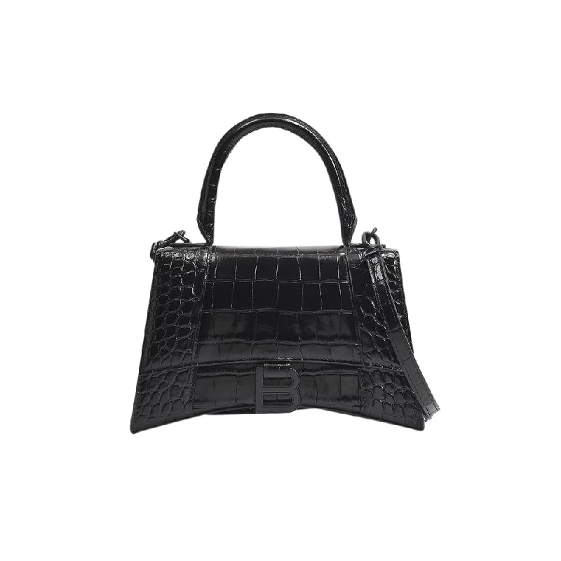 Hourglass S Bag - Balenciaga -  Black - Leather