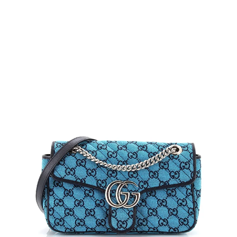 GG Marmont Flap Bag Diagonal Quilted GG Canvas Small