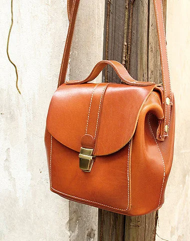 Handmade vintage leather messenger crossbody Shoulder Bag for girl women lady