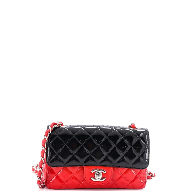 Bicolor Classic Single Flap Bag Quilted Patent Mini