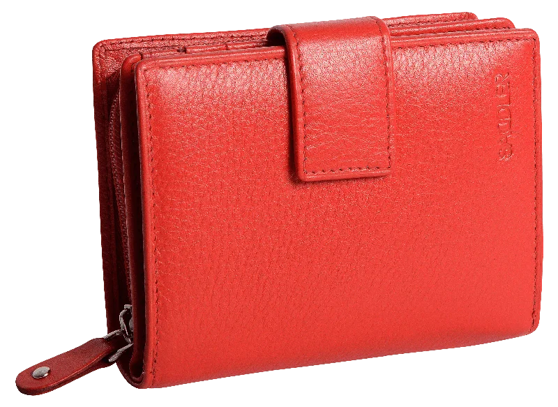 SADDLER EMILY Leather  Mid-Size Wallet with Tab Closure - 10 Card Slots, Roomy Zipper Pocket, and ID Window - RFID Protected