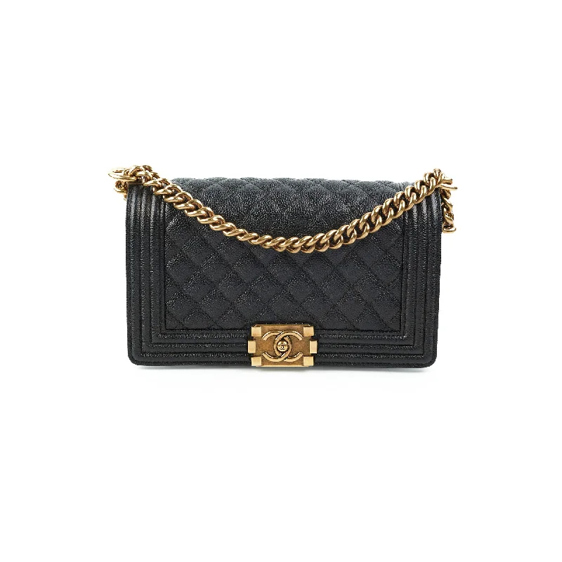 Chanel Old Medium Caviar Boy Black 20 Series