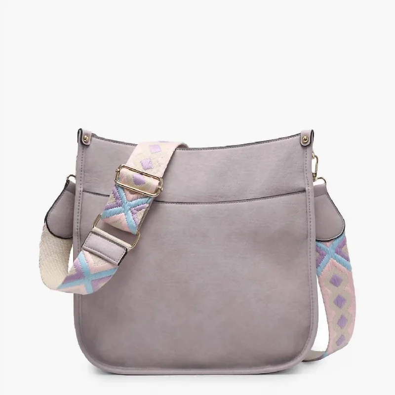 Chloe Crossbody With Guitar Strap In Dusty Lavender