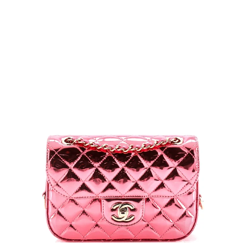 Classic Single Flap Bag with Star Coin Purse Quilted Metallic Leather Mini