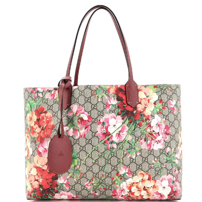 Reversible Tote Blooms GG Print Leather Medium