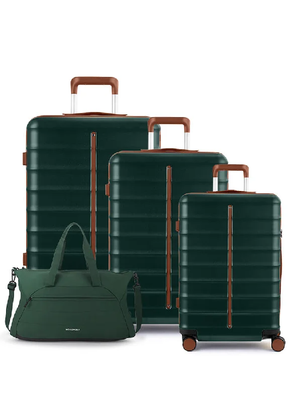 Odyssey Set of 3 & Float Duffle Combo | Forest Green | Cab+Med+Lar Hard Luggage & Duffle