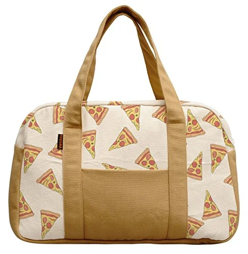 Vietsbay Women Pizza Slice Pattern Canvas Travel Duffle Bags Was_19