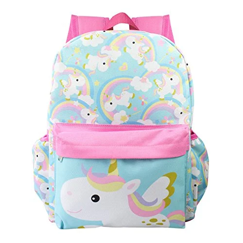 Licensed Unicorn Allover Print 16 inch Girls Large Backpack - Pink