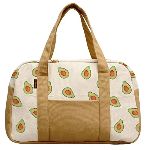 Women'S Avocado Pattern Printed Canvas Duffel Travel Bags Was_19