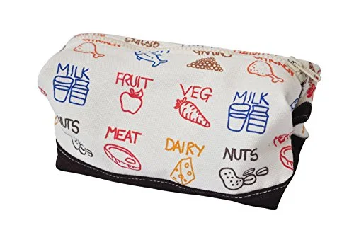 Vietsbay'S Women Food Doodleprint Canvas Toiletry Bag Makeup Cosmetic Pouch