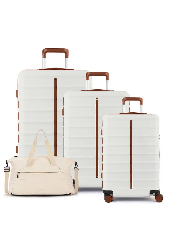 Odyssey Set of 3 & Float Duffle Combo | Sand White | Cab+Med+Lar Hard Luggage & Duffle