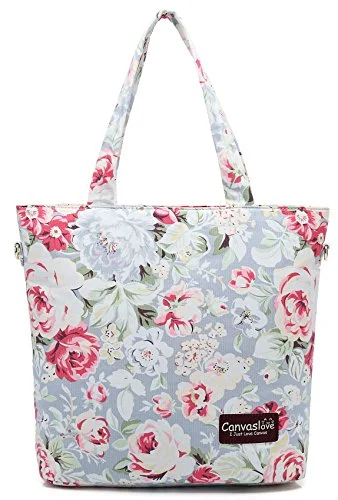 Canvaslove Blue Rose Pattern Laptop Tote Bag 13 Inch Waterproof Laptop Messenger Shoulder Bag