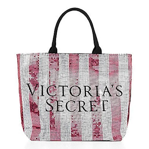 Victoria'S Secret Weekender Duffle Travel Bag (Pink Bling Sequin Stripes)