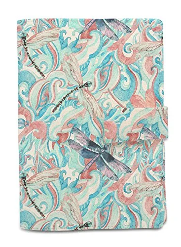 Watercolor Dragonfly Beige Printed Canvas Passport Holder Cover Case Was_11