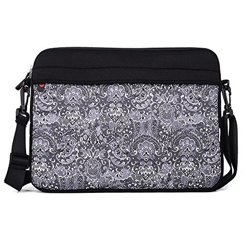 Kroo 13.3" Neoprene Messenger Bag Sleeve With Removeable Shoulder Straps For Laptops, Black