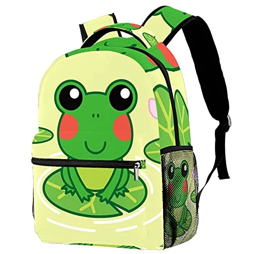 LORVIES Lovely Frog on the Lotus Leaf Lightweight School Classic Backpack Travel Rucksack for Girls Women Kids Teens