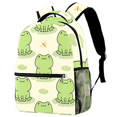 LORVIES Cute Frog Lightweight School Classic Backpack Travel Rucksack for Girls Women Kids Teens